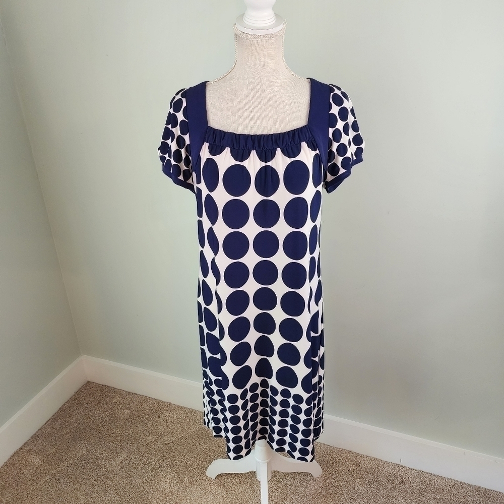 Rabbit Rabbit Rabbit Design Polka Dot Short Sleeve Midi Shift Dress Size 10